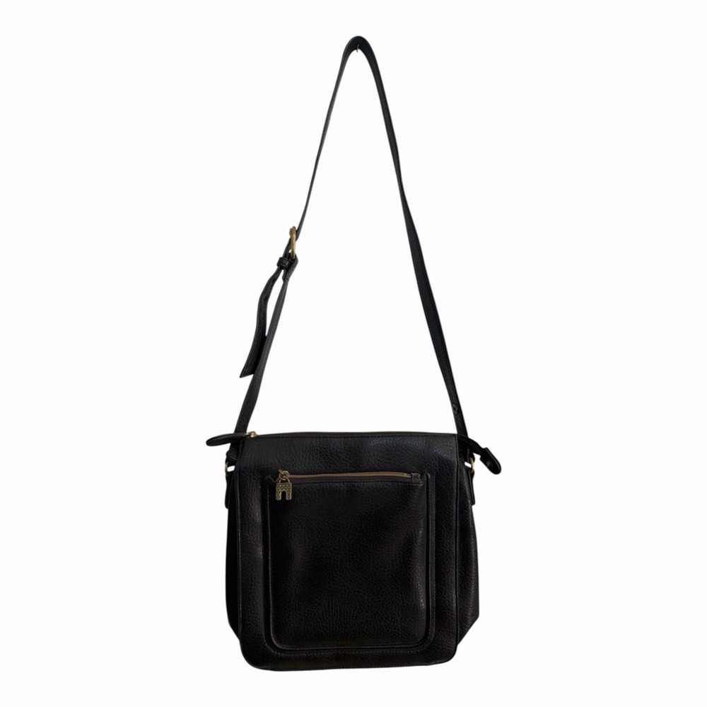 Relic by Fossil Black Crossbody Bag Eiffel Tower Zipper Pull Vintage Purse
